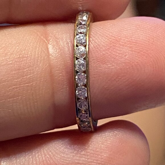Gold Over Silver Size 6 Eternity Band Ring With Tourmaline Stones - Picture 1 of 5